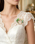 Cloisonne Green Leaf Silver Brooch|Home Gifts Decor|Wedding Gifts Dubai & Riyadh|luxuryjewelry.com|Expensive Gifts for Women
