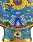 Customized Dragon-shaped Handles Flattened Cloisonne Vase|Decorative Items|Unique Personalized Gifts Dubai & Riyadh|Designer Presents