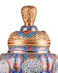 Close-up detail of the gold-plated copper rim and enamel interlocking floral on this Royal Cloisonne burner, a premium piece for luxury home decor and home gifts