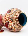 Close-up detail of the gold-plated copper rim and enamel interlocking floral on this Royal Cloisonne jar, a premium piece for luxury home decor and home gifts
