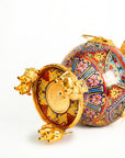 Close-up detail of the gold-plated copper rim and enamel auspicious beasts and lotus flower on this Royal Cloisonne vase, a premium piece for luxury home decor and home gifts