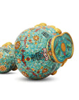 Close-up detail of the gold-plated copper rim and enamel double gourd on this Royal Cloisonne vase,a premium piece for luxury home decor and home gifts