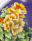Close-up detail of the gold-plated copper rim and enamel blooming peony pattern on this Royal Cloisonne vase,a premium piece for luxury home decor and home gifts