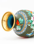 Close-up detail of the gold-plated copper rim and enamel royal flower pattern on this Royal Cloisonne vase,a premium piece for luxury home decor and home gifts