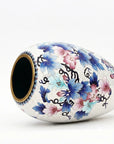 Close-up detail of the gold-plated copper rim and enamel trumpet creeper and lily pattern on this Royal Cloisonne vase,a premium piece for luxury home decor and home gifts