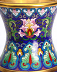 Close-up detail of the gold-plated copper rim and enamel Dragon and Phoenix pattern on this Royal Cloisonne vase,a premium piece for luxury home decor and home gifts