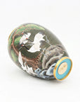 Close-up detail of the gold-plated copper rim and enamel crane standing pine pattern on this Royal Cloisonne vase,a premium piece for luxury home decor and home gifts