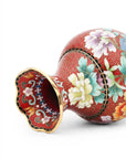 Close-up detail of the gold-plated copper rim and enamel pomegranate pattern on this Royal Cloisonne vase,a premium piece for luxury home decor and home gifts