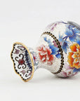 Close-up detail of the gold-plated copper rim and enamel pomegranate pattern on this Royal Cloisonne vase,a premium piece for luxury home decor and home gifts