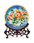 Royal Cloisonne Gold-plated Copper Plate, Peony Pattern, Masterpiece by Master Ding Minghong as an exquisite home decor and unique home gifts item