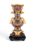 Royal Cloisonne Gold-plated Copper Vase, Auspicious Beasts and Lotus Flower Patterns, Masterpiece by Master Liu Yongsen as an exquisite home decor and unique home gifts item