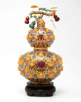 Royal Cloisonne Gold-plated Copper Vase, Double Gourd Modeling, Masterpiece by Master Liu Yongsen as an exquisite home decor and unique home gifts item