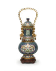 Royal Cloisonne Gold-plated Copper Vase, Structure Beauty Meander Patterns, Masterpiece by Master Zhang Tonglu as an exquisite home decor and unique home gifts item