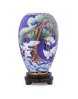 Royal Cloisonne Gold-plated Copper Vase, Crane Standing Pine Pattern, Masterpiece by Master Ding Minghong as an exquisite home decor and unique home gifts item
