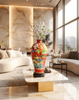 Royal Cloisonne Gold-plated Copper Vase, Flower and Bird Pattern, Masterpiece by Master Ding Minghong as an exquisite home decor and unique home gifts item