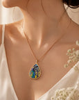 Cloisonne teardrop-shaped double-sided silver pendant|Home Gifts Decor|Wedding Gifts Dubai & Riyadh|luxuryjewelry.com|Expensive Gifts for Women