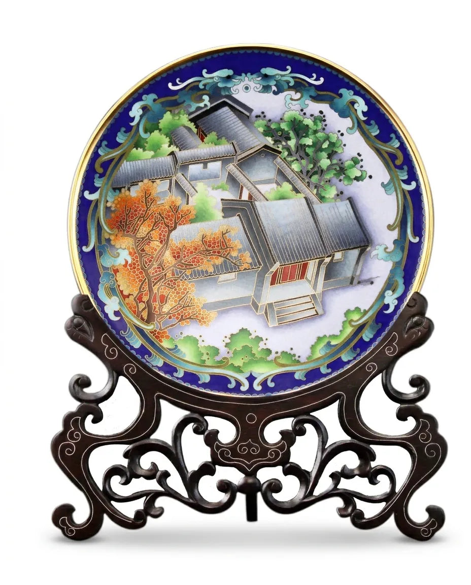 Cloisonne 12-inch Beijing Courtyard-style Plate|Home Gifts Decor|Wedding Gifts Dubai &amp; Riyadh|Collectible Figurines