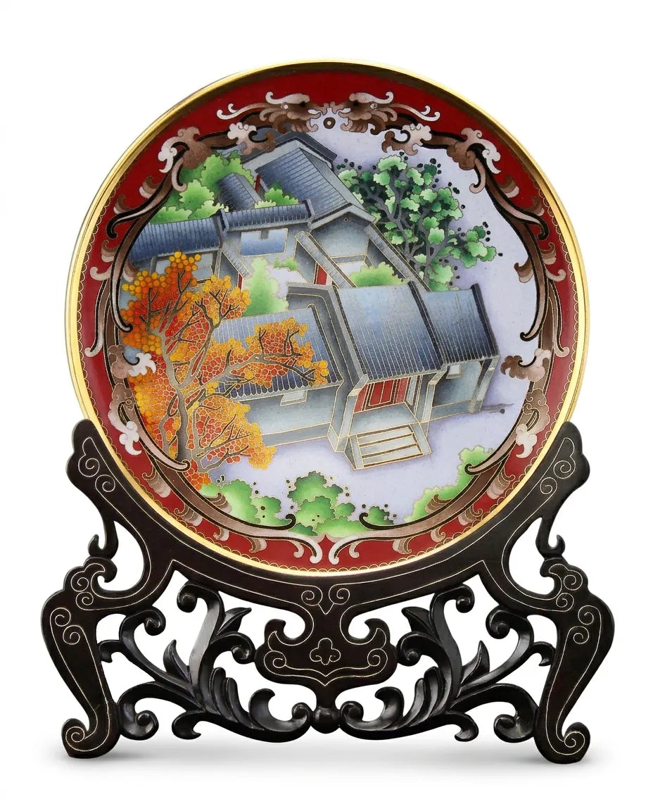 Cloisonne 12-inch Beijing Courtyard-style Plate|Home Gifts Decor|Wedding Gifts Dubai &amp; Riyadh|Collectible Figurines