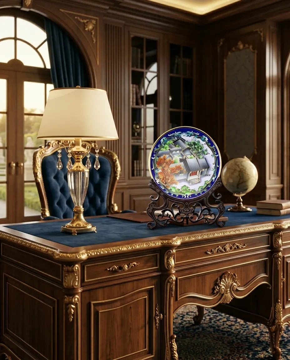 Cloisonne 12-inch Beijing Courtyard-style Plate|Home Gifts Decor|Wedding Gifts Dubai &amp; Riyadh|Collectible Figurines