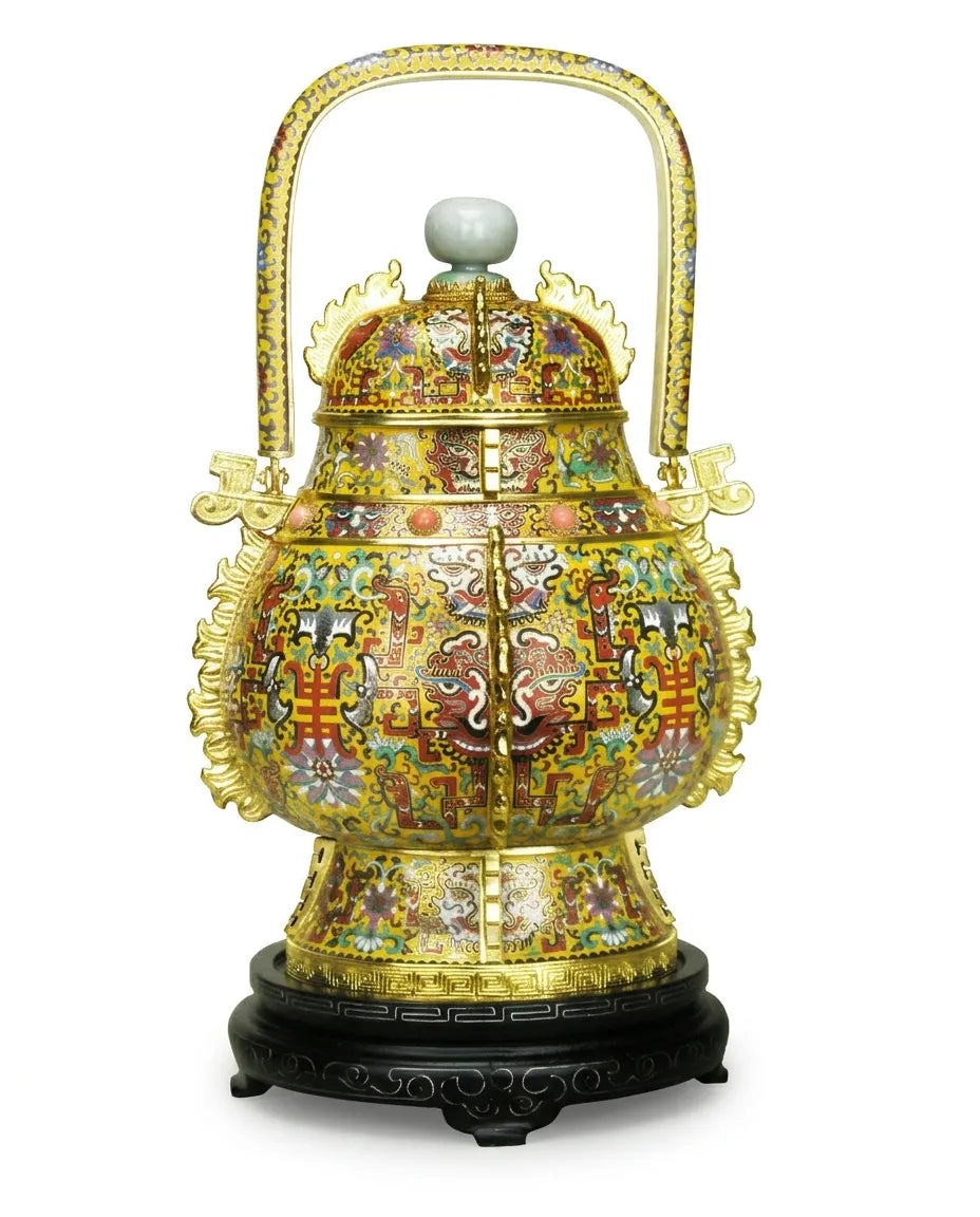 Cloisonne 14-inch Vertical Vessel with Handle Vase|Home Gifts Decor|Wedding Gifts Dubai &amp; Riyadh|Collectible Figurines