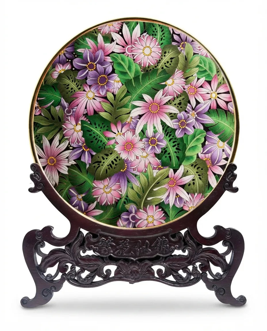 Customized Blooming Splendor Pattern Cloisonne Plate|Decorative Items|Unique Personalized Gifts Dubai &amp; Riyadh|Designer Presents
