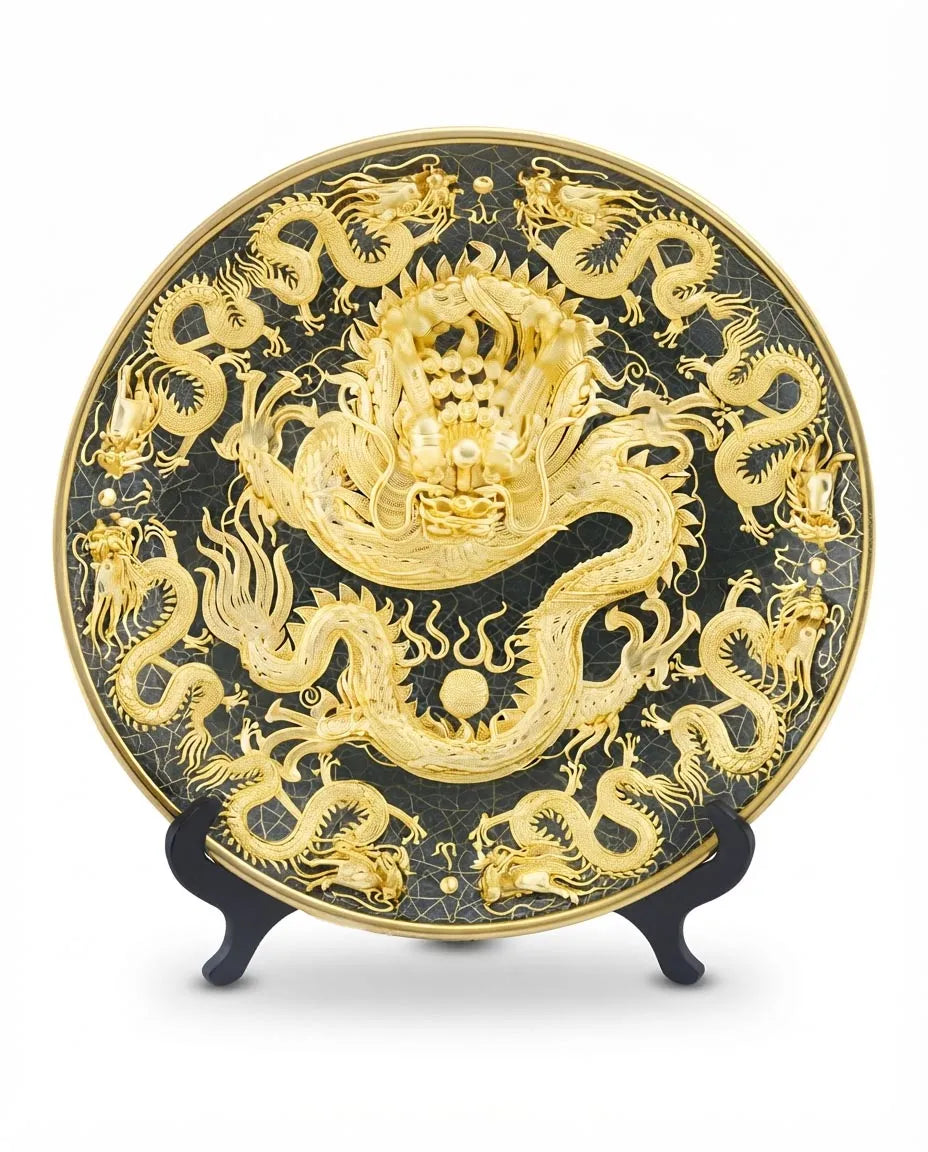 Customized Dragon and Phoenix Pattern Cloisonne Plate|Decorative Items|Unique Personalized Gifts Dubai &amp; Riyadh|Designer Presents