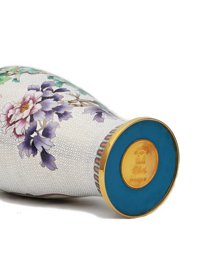 定制牡丹花画景泰蓝花瓶|装饰品|迪拜与利雅得独特个性化礼品|设计师礼品