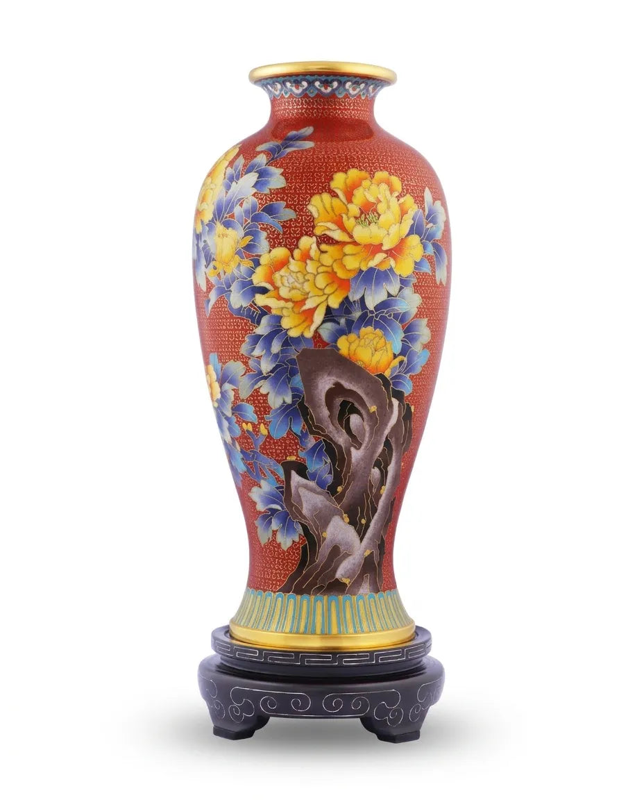 定制牡丹花画景泰蓝花瓶|装饰品|迪拜与利雅得独特个性化礼品|设计师礼品