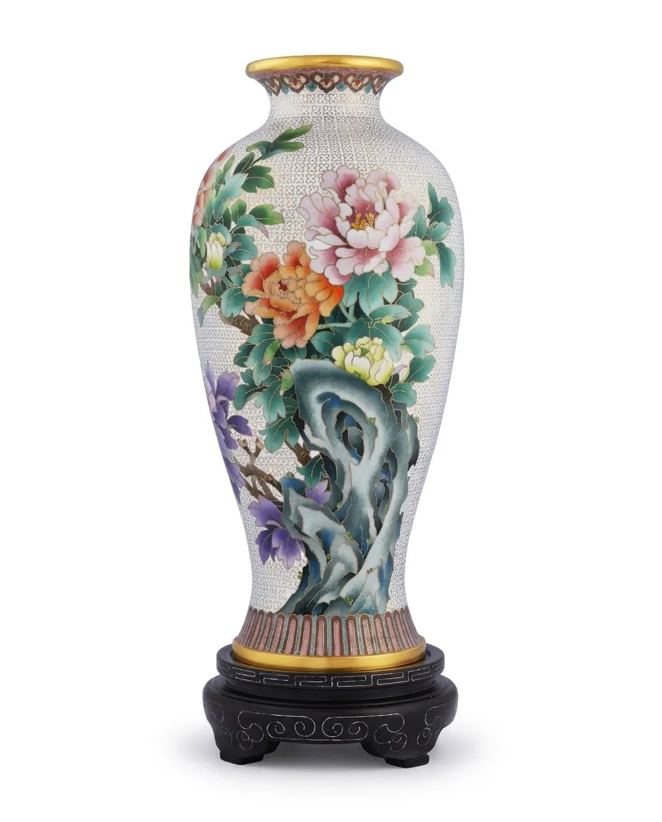 定制牡丹花画景泰蓝花瓶|装饰品|迪拜与利雅得独特个性化礼品|设计师礼品