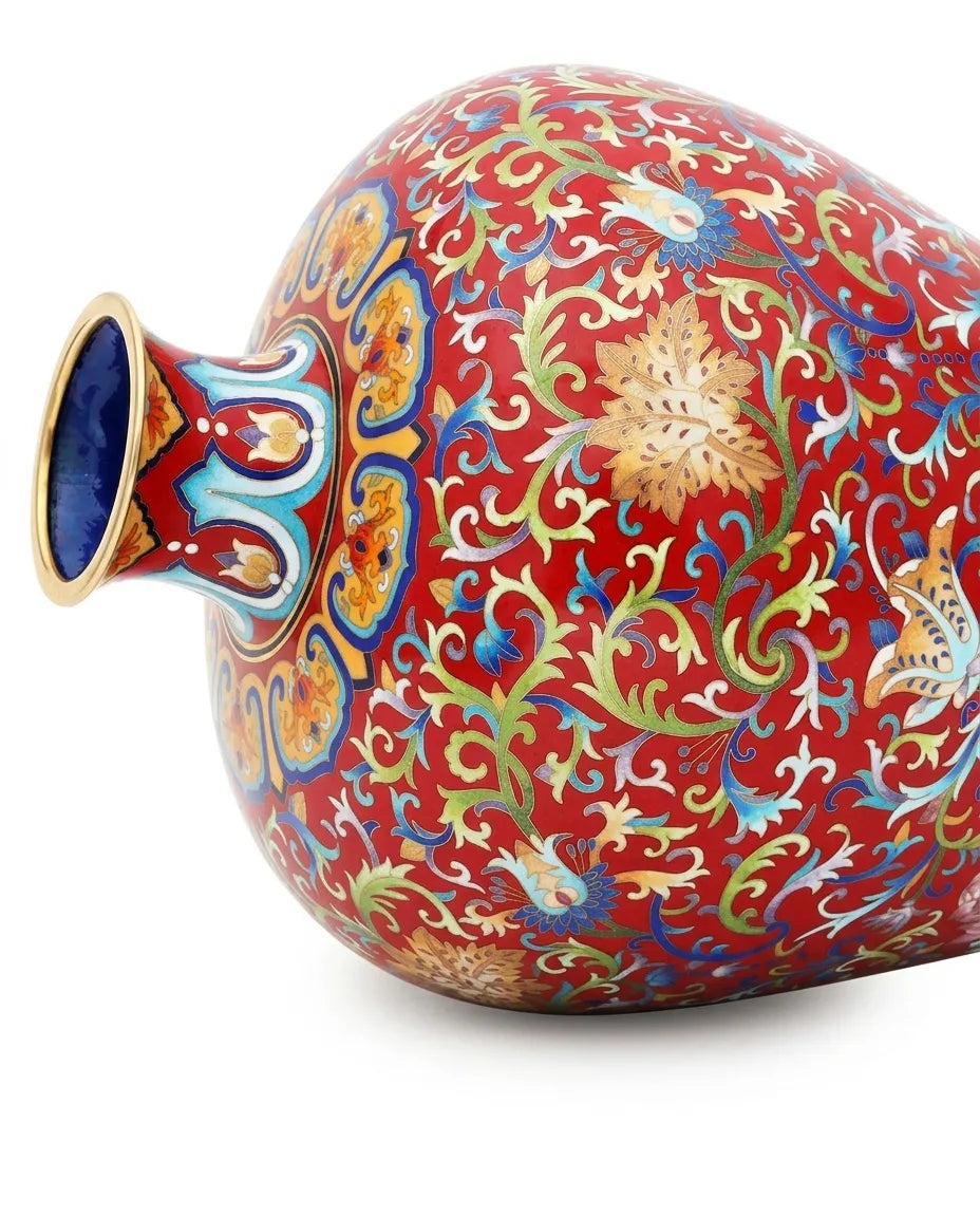 Cloisonne 15-inch Red Pattern Plum Vase|Home Gifts Decor|Wedding Gifts Dubai &amp; Riyadh|Collectible Figurines