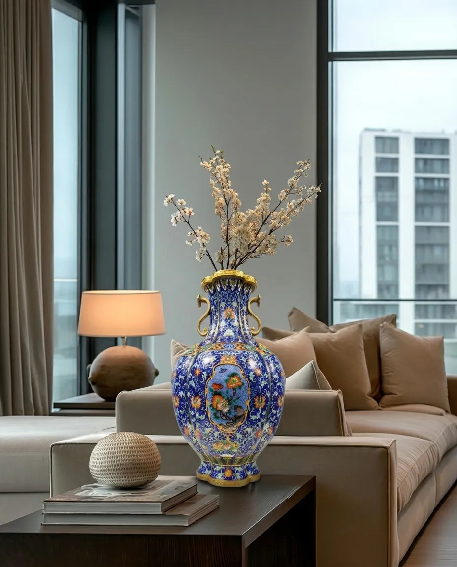 Customized Begonia Paniting Cloisonne Vase|Decorative Items|Unique Personalized Gifts Dubai &amp; Riyadh|Designer Presents