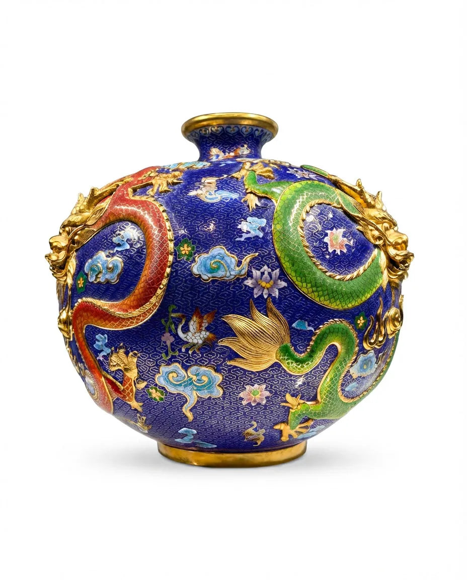 Customized Three-Dragon Cloisonne Vase|Decorative Items|Unique Personalized Gifts Dubai &amp; Riyadh|Designer Presents