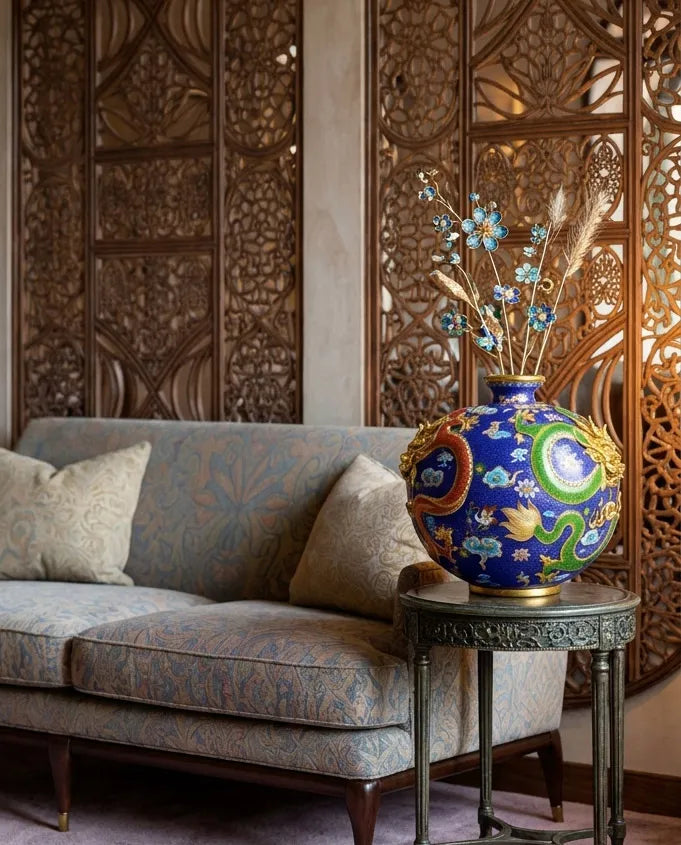 Customized Three-Dragon Cloisonne Vase|Decorative Items|Unique Personalized Gifts Dubai &amp; Riyadh|Designer Presents