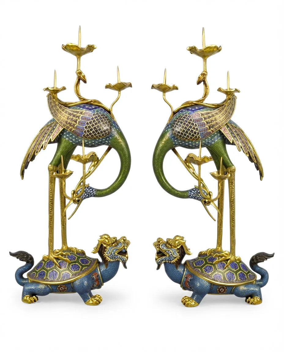 Customized Crane Cloisonne Candlestick|Decorative Items|Unique Personalized Gifts Dubai &amp; Riyadh|Designer Presents