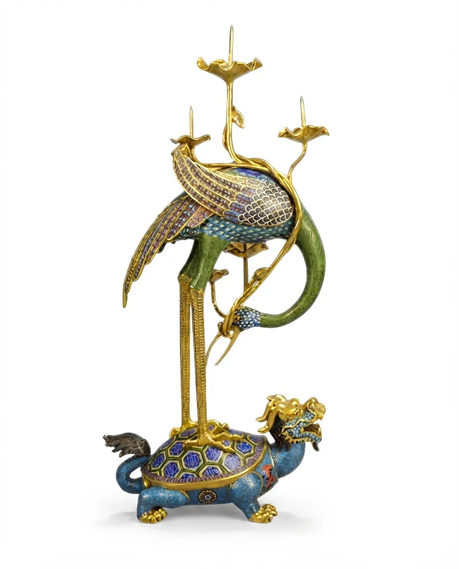 Customized Crane Cloisonne Candlestick|Decorative Items|Unique Personalized Gifts Dubai &amp; Riyadh|Designer Presents