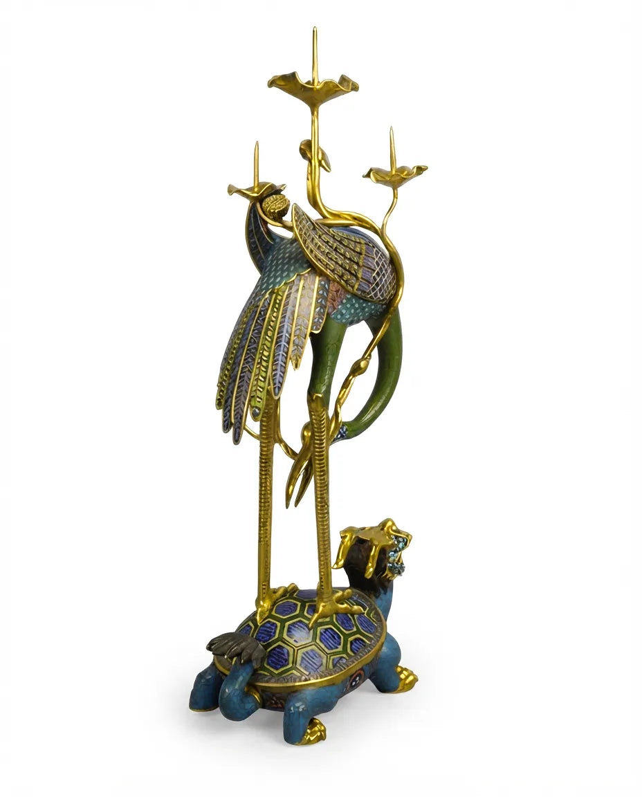 Customized Crane Cloisonne Candlestick|Decorative Items|Unique Personalized Gifts Dubai &amp; Riyadh|Designer Presents