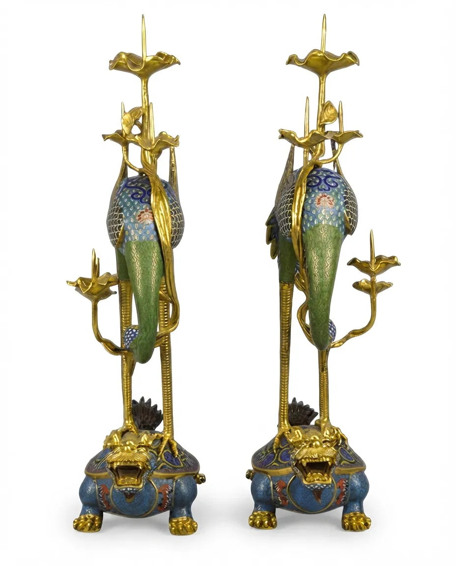 Customized Crane Cloisonne Candlestick|Decorative Items|Unique Personalized Gifts Dubai &amp; Riyadh|Designer Presents