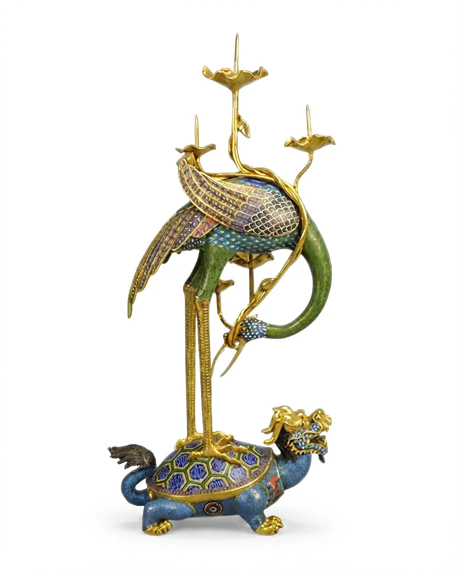 Customized Crane Cloisonne Candlestick|Decorative Items|Unique Personalized Gifts Dubai &amp; Riyadh|Designer Presents