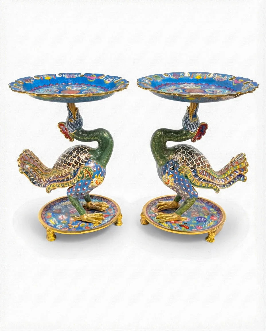 Customized Crane-shaped-base Cloisonne Plate|Decorative Items|Unique Personalized Gifts Dubai &amp; Riyadh|Designer Presents