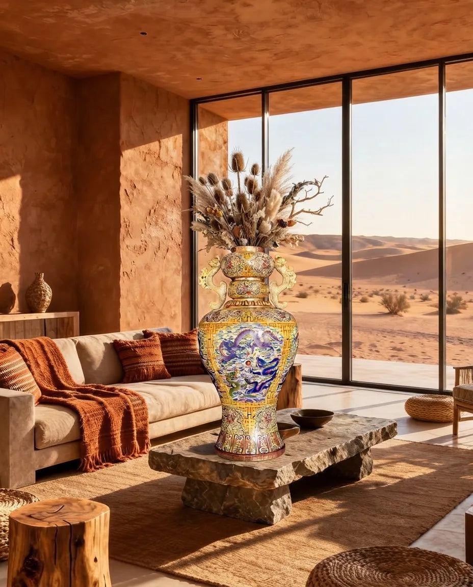 Customized Dragon Soars Seas Painting Cloisonne Vase|Decorative Items|Unique Personalized Gifts Dubai &amp; Riyadh|Designer Presents