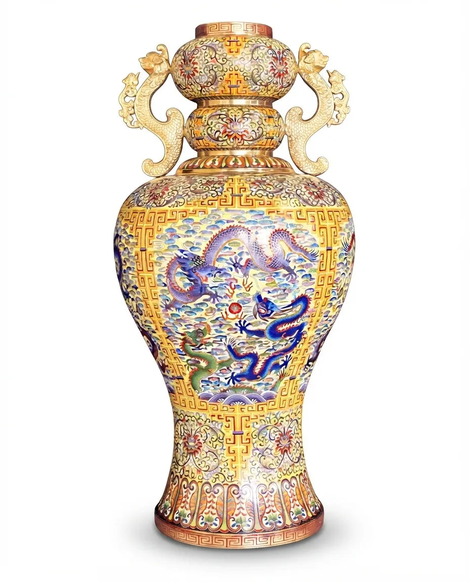 Customized Dragon Soars Seas Painting Cloisonne Vase|Decorative Items|Unique Personalized Gifts Dubai &amp; Riyadh|Designer Presents