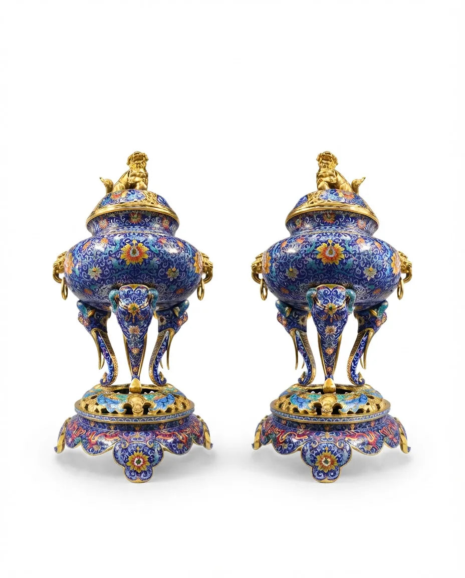 Customized Elephant-foot Legs Lion-decoration Cloisonne Oud Burner|Decorative Items|Unique Personalized Gifts Dubai &amp; Riyadh|Designer Presents