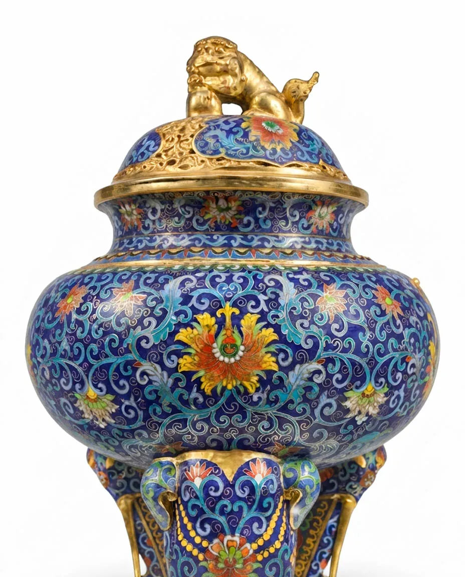 Customized Elephant-foot Legs Lion-decoration Cloisonne Oud Burner|Decorative Items|Unique Personalized Gifts Dubai &amp; Riyadh|Designer Presents