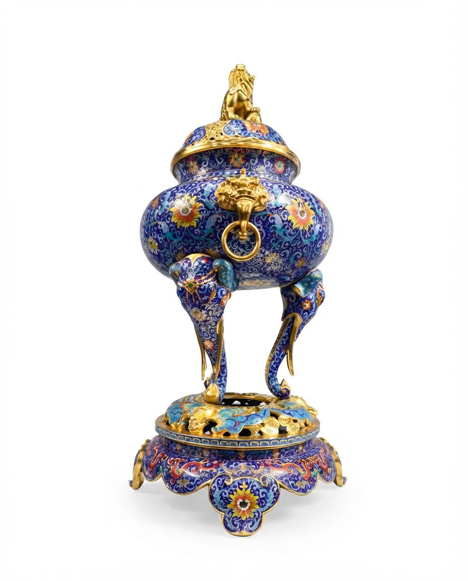 Customized Elephant-foot Legs Lion-decoration Cloisonne Oud Burner|Decorative Items|Unique Personalized Gifts Dubai &amp; Riyadh|Designer Presents