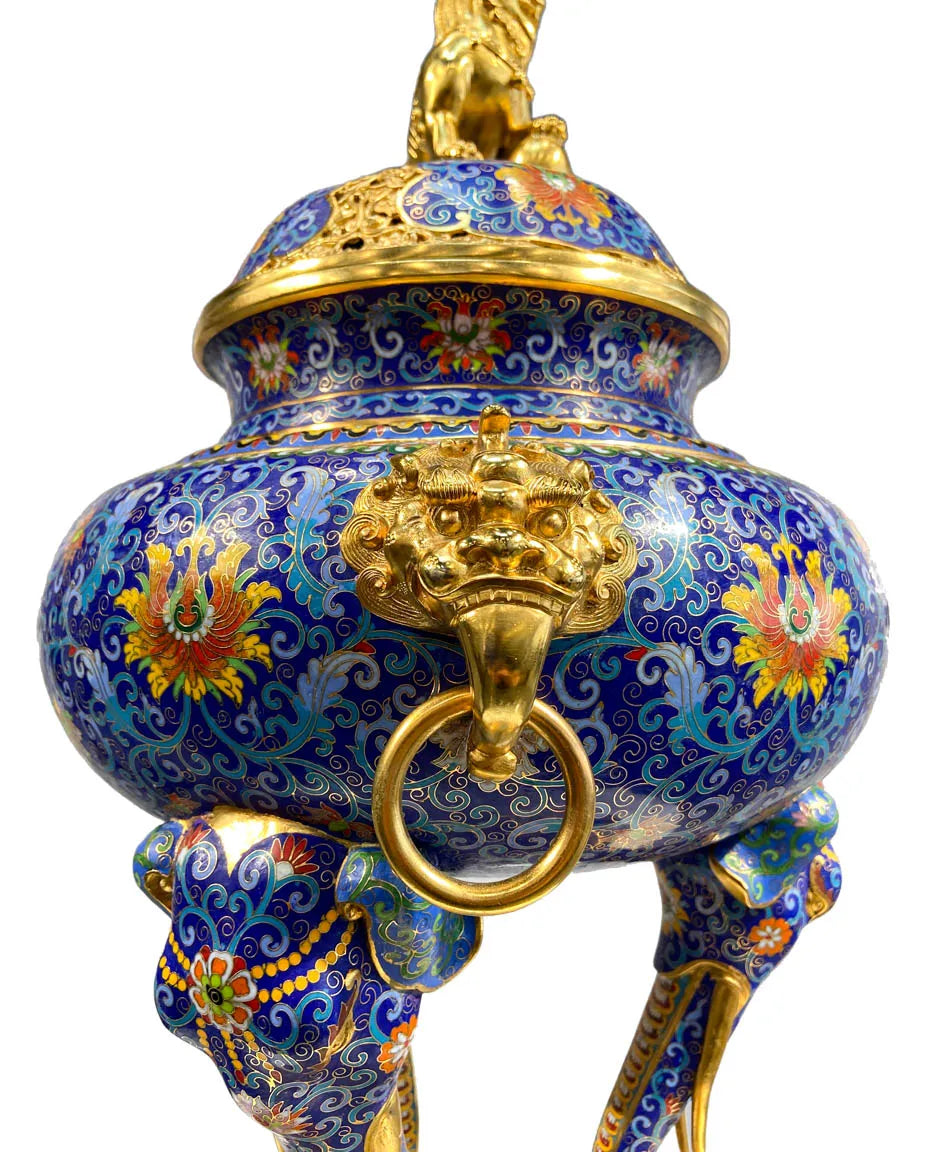 Customized Elephant-foot Legs Lion-decoration Cloisonne Oud Burner|Decorative Items|Unique Personalized Gifts Dubai &amp; Riyadh|Designer Presents