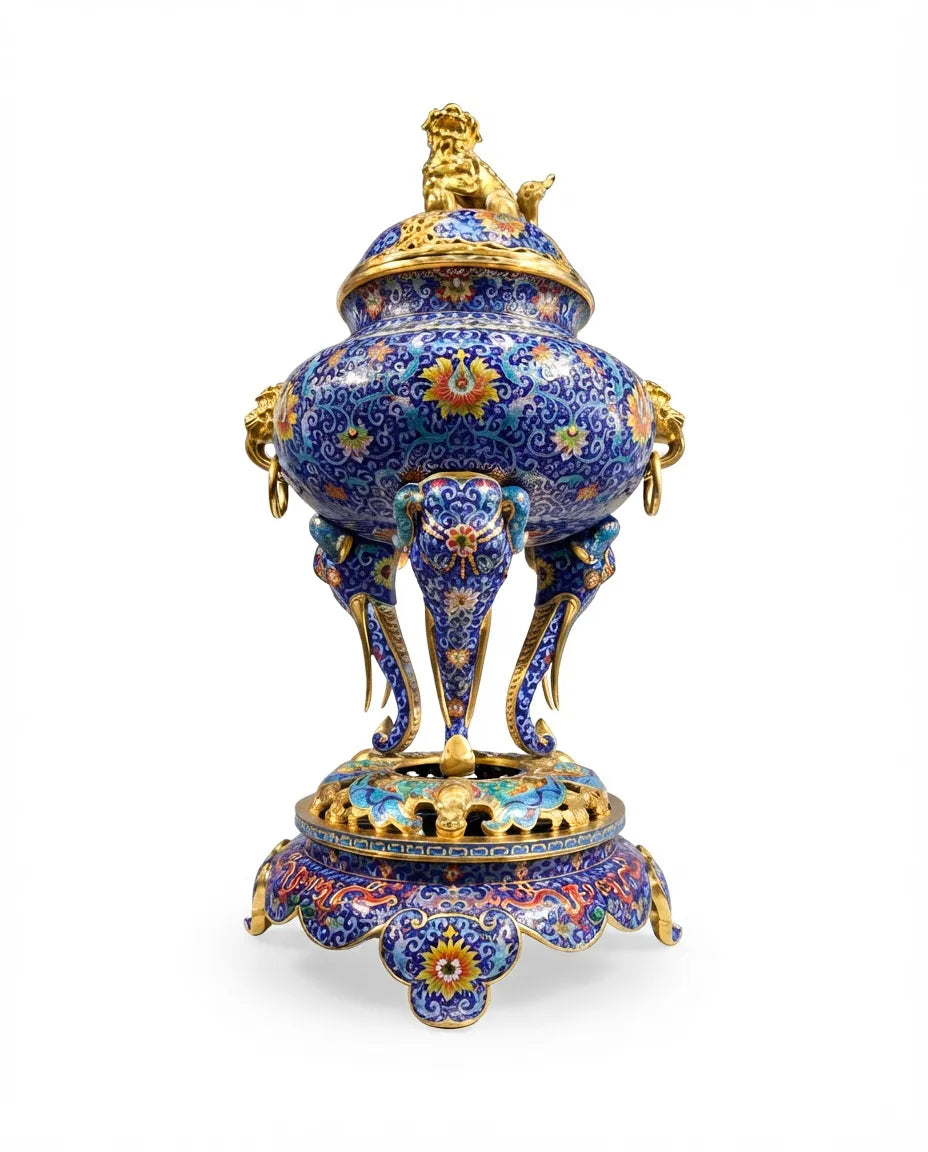 Customized Elephant-foot Legs Lion-decoration Cloisonne Oud Burner|Decorative Items|Unique Personalized Gifts Dubai &amp; Riyadh|Designer Presents