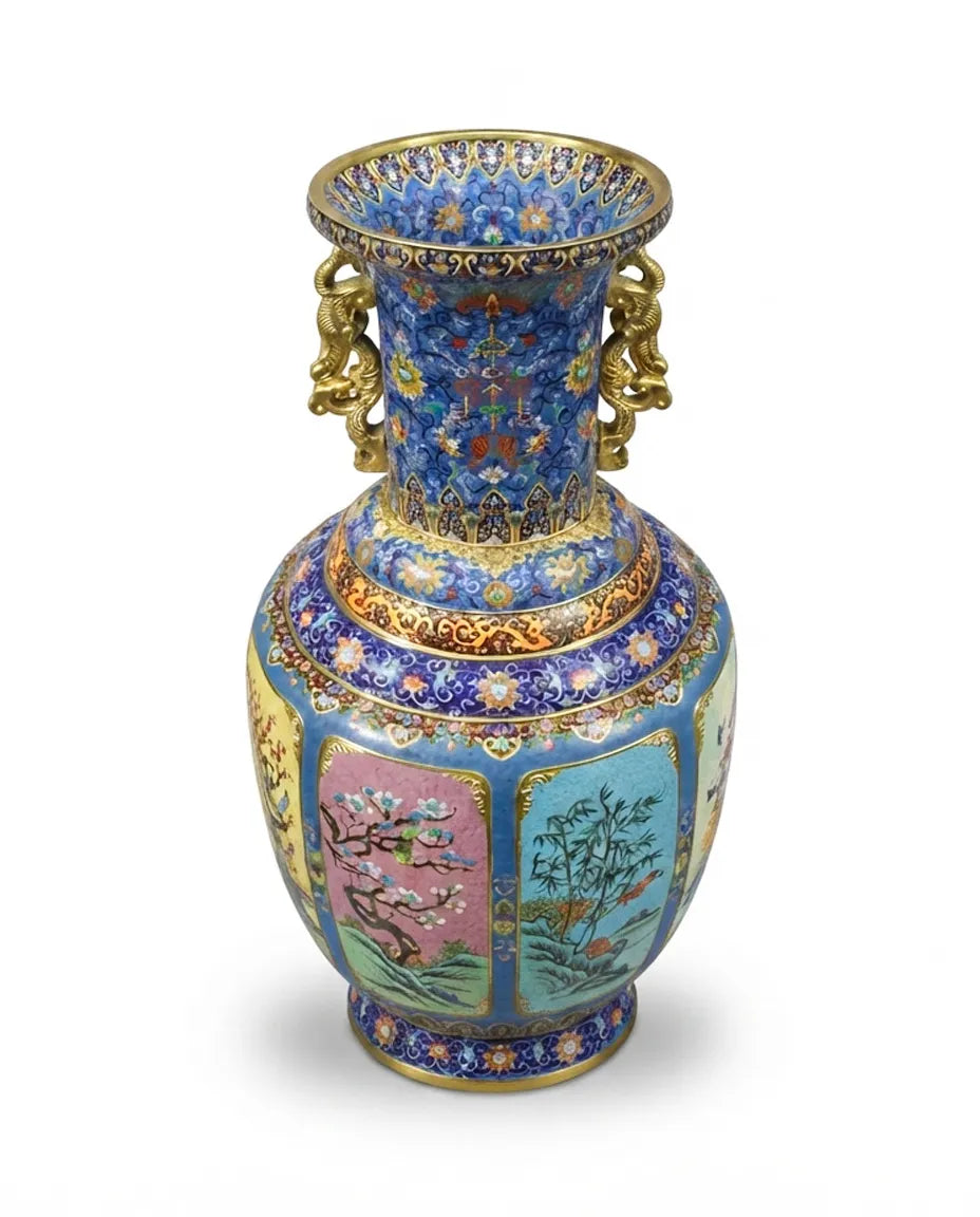 Customized Four Seasons Flower Cloisonne Vase|Decorative Items|Unique Personalized Gifts Dubai &amp; Riyadh|Designer Presents