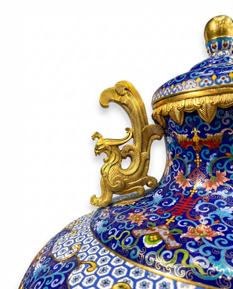 Customized Twin Phoenix-Head Handles Cloisonne Vase|Decorative Items|Unique Personalized Gifts Dubai &amp; Riyadh|Designer Presents