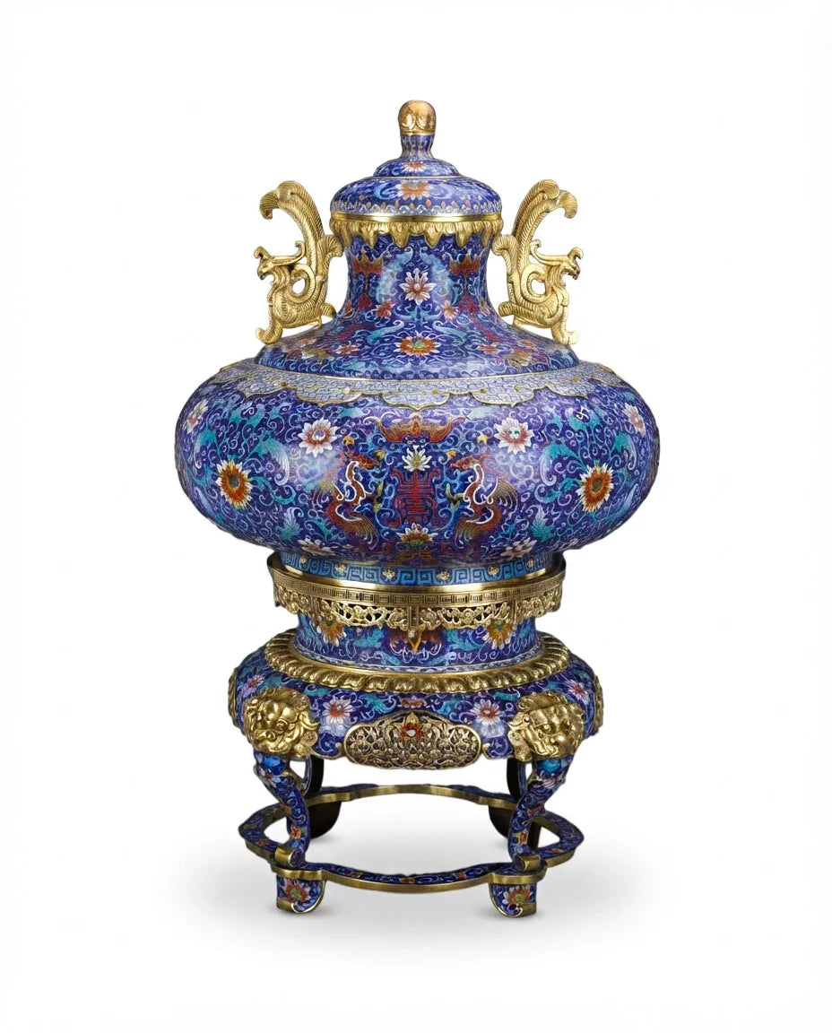 Customized Twin Phoenix-Head Handles Cloisonne Vase|Decorative Items|Unique Personalized Gifts Dubai &amp; Riyadh|Designer Presents