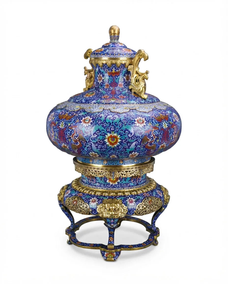Customized Twin Phoenix-Head Handles Cloisonne Vase|Decorative Items|Unique Personalized Gifts Dubai &amp; Riyadh|Designer Presents
